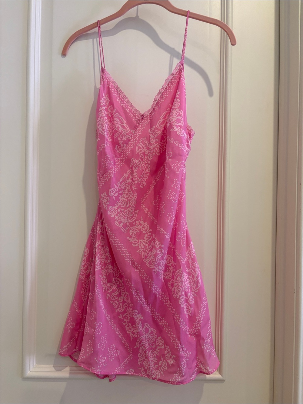 LoveShackFancy Pink Paisley Mini Slip Dress